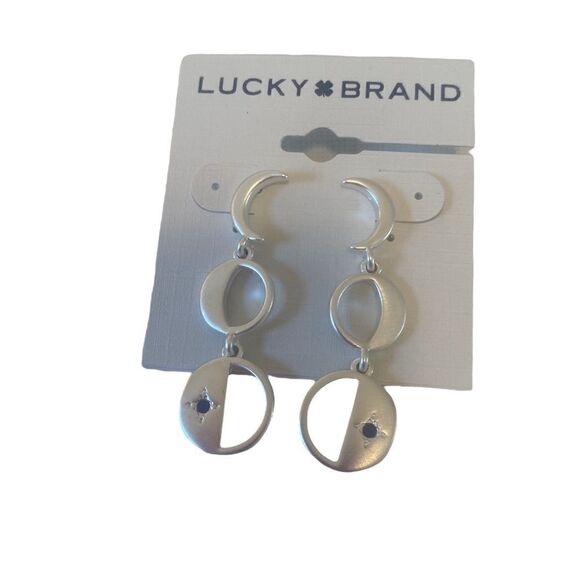 Phases of the Moon Matte Silver Toned Drop Earrings. - Picture 5 of 6